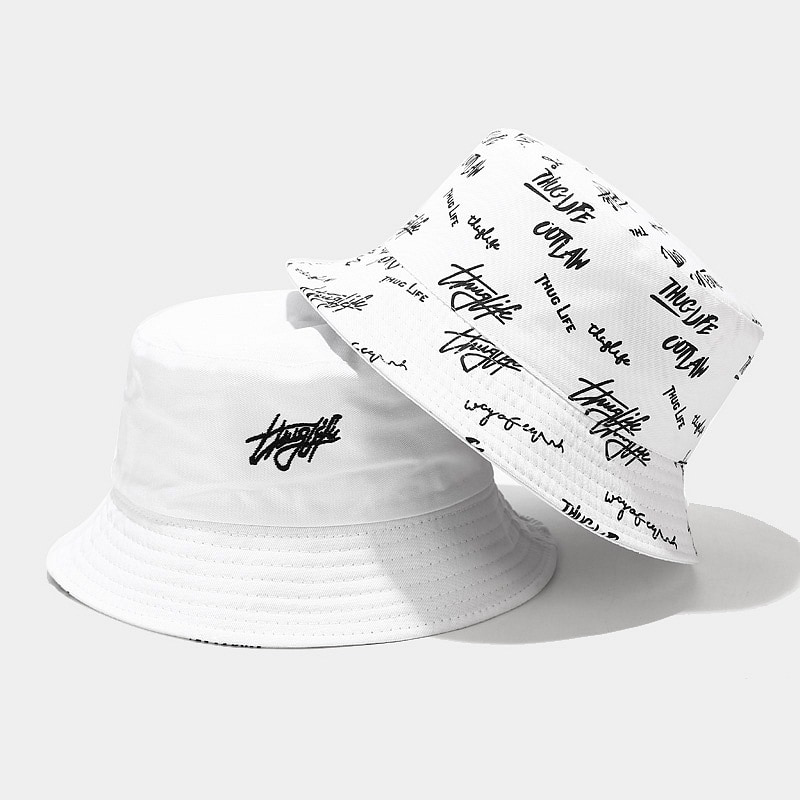 BK00025 Chapeau seau décontracté à broderie florale double face