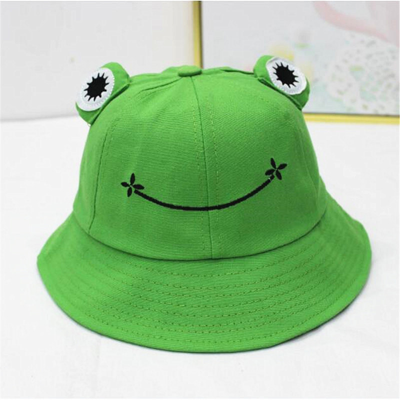 BK00040 Grands Yeux Grenouille Enfants Personnalité Sunbonnet Seau Chapeau