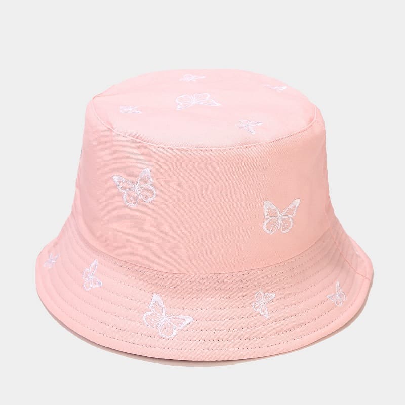 BK00052 Chapeau seau double face brodé papillon