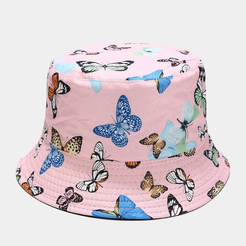 BK00057 Chapeau Bob Motif Papillon Coloré