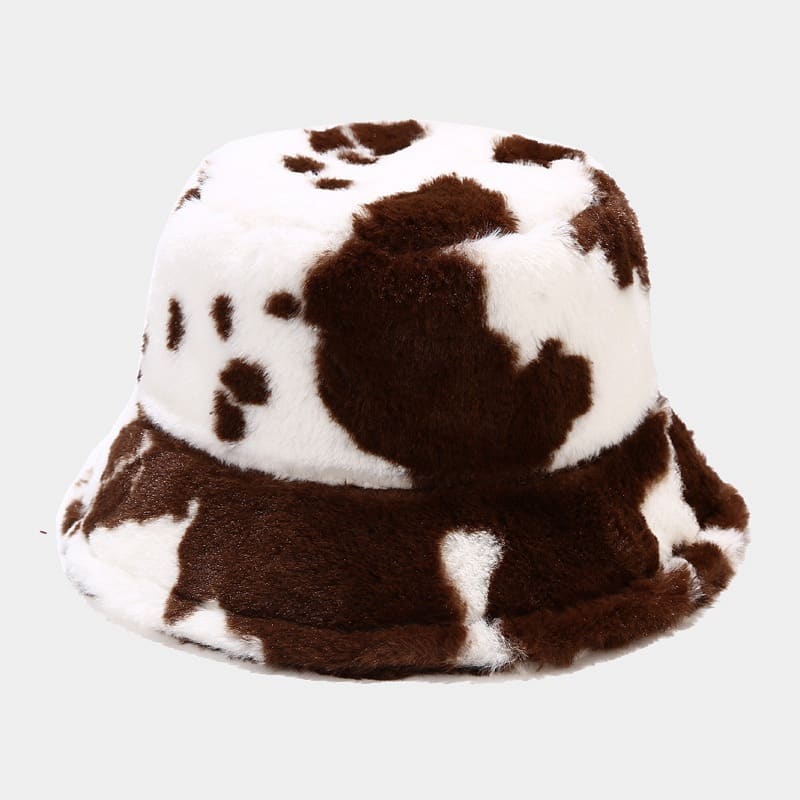 BK00071 Chapeau seau femme automne hiver imprimé vache