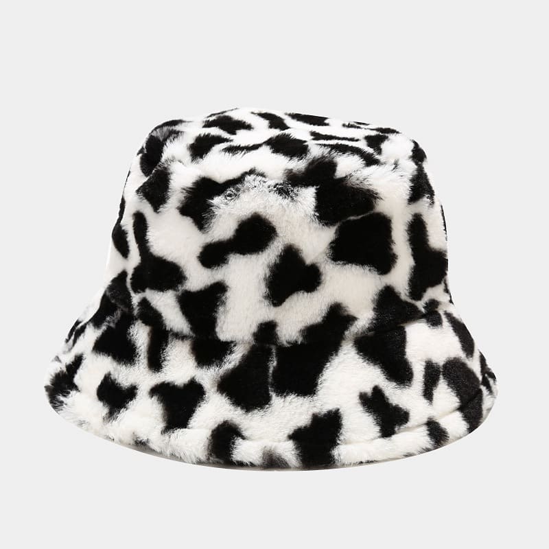 BK00071 Chapeau seau femme automne hiver imprimé vache