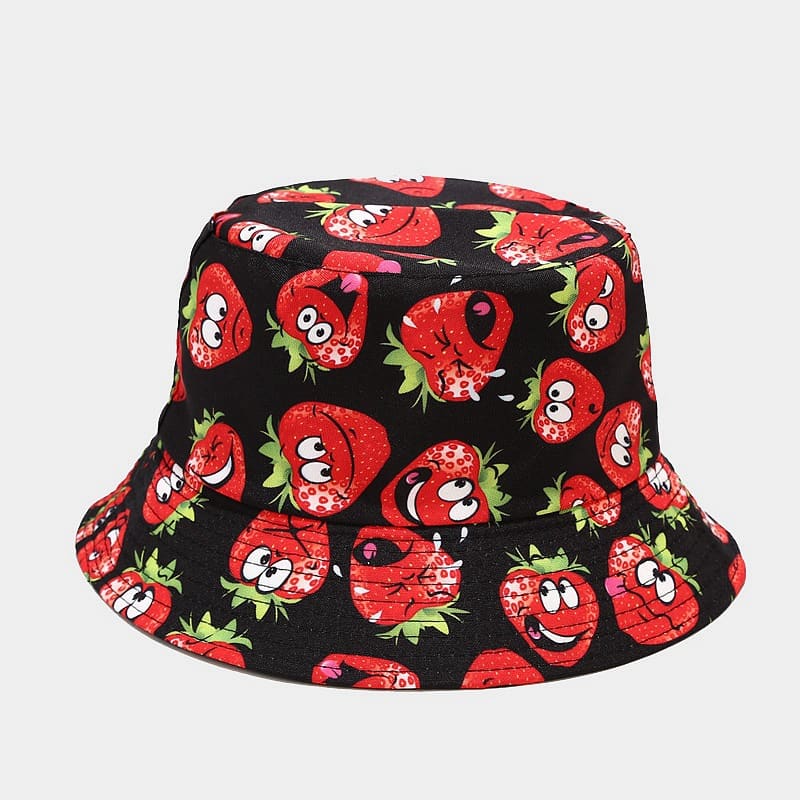 BK00059 Chapeau seau à motif de fruits floraux