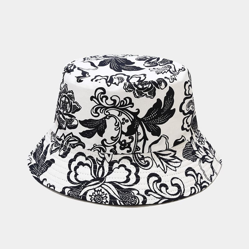 BK00062 Chapeau seau pliant Sunbonnet imprimé double face