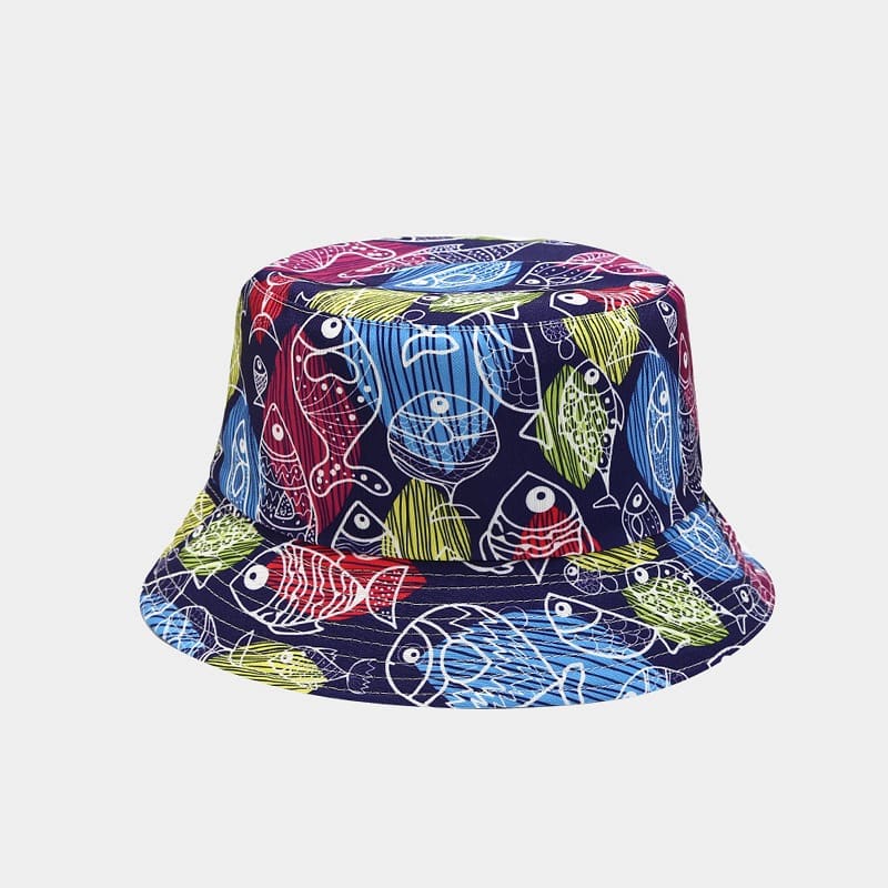 BK00072 Chapeau Bob Double Face Imprimé Animal Marin