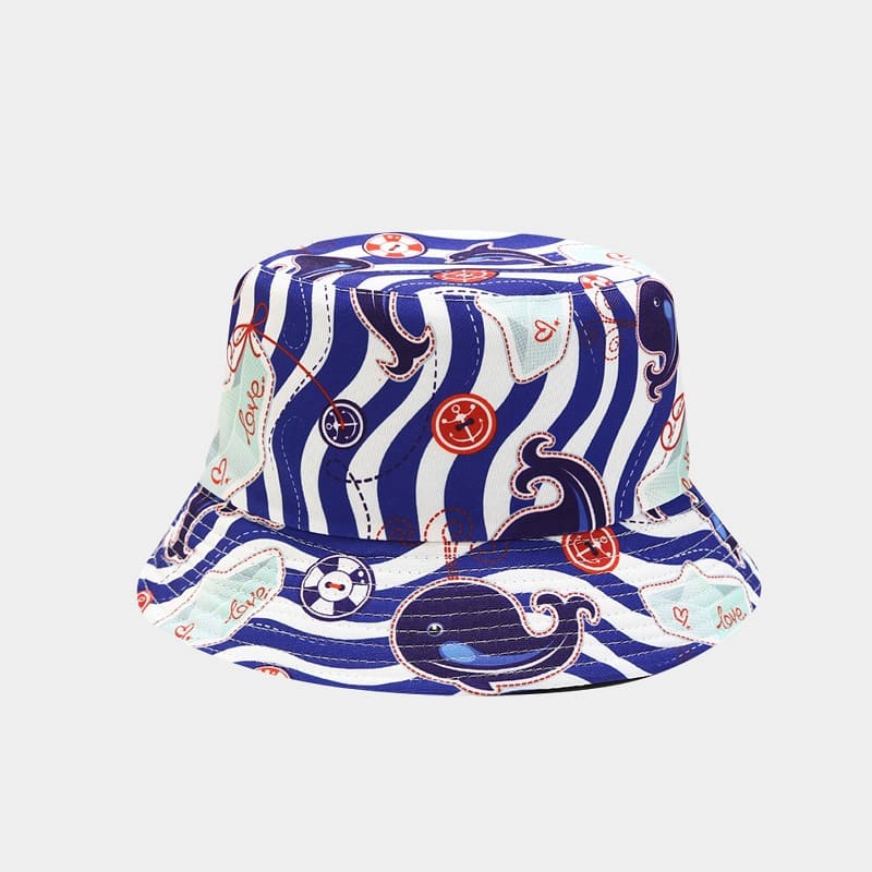 BK00072 Chapeau Bob Double Face Imprimé Animal Marin