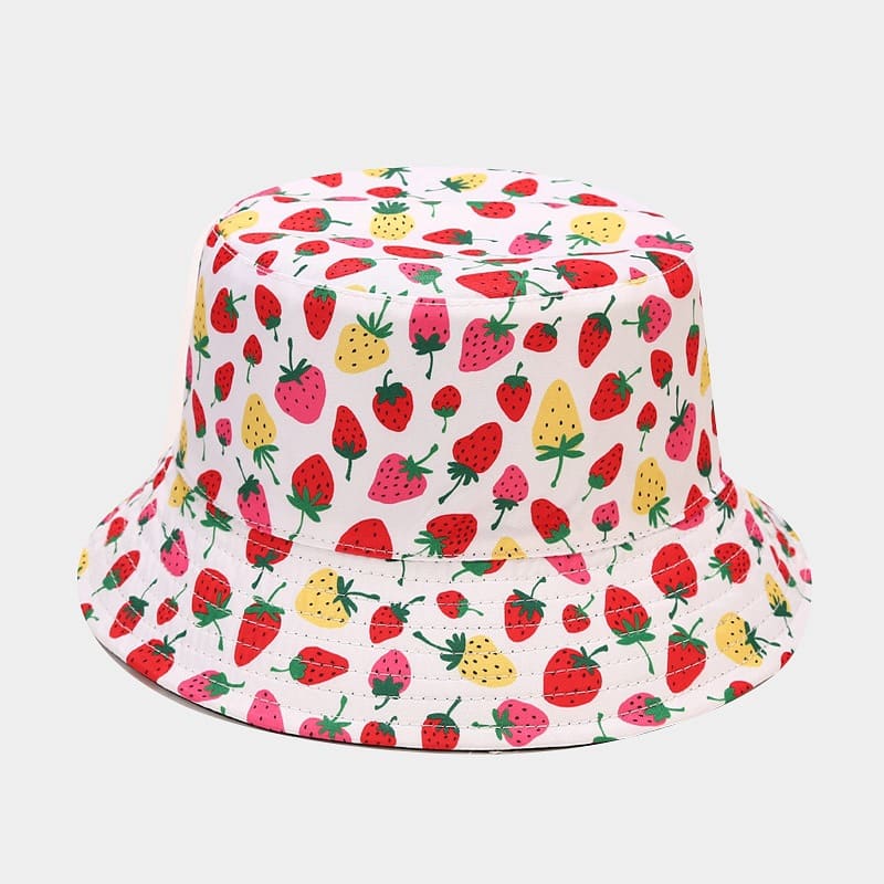 BK00059 Chapeau seau à motif de fruits floraux