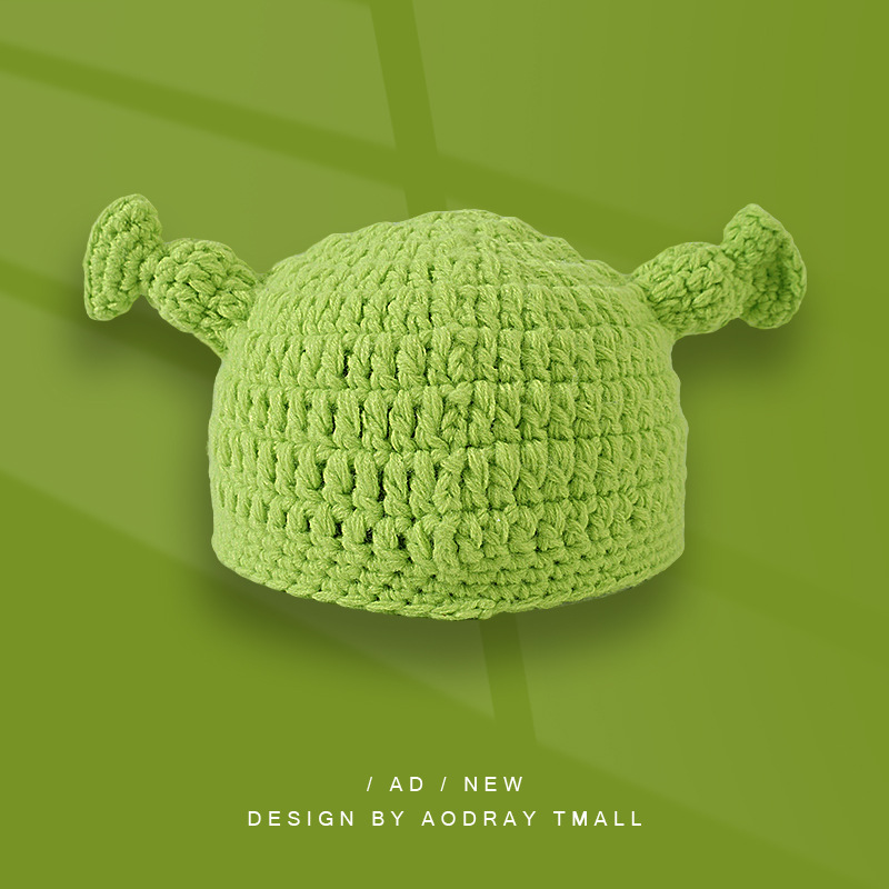 H00054 Vert Shrek Pixie Pattern Bonnet tricoté pour adultes