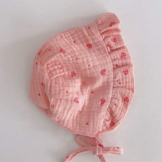 H00090 Bonnet tricoté en coton pour bébé fille 0-1 ans