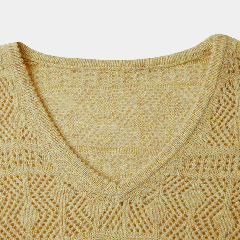 ML2201 pull en tricot à col en V et cravate à poignets découpés