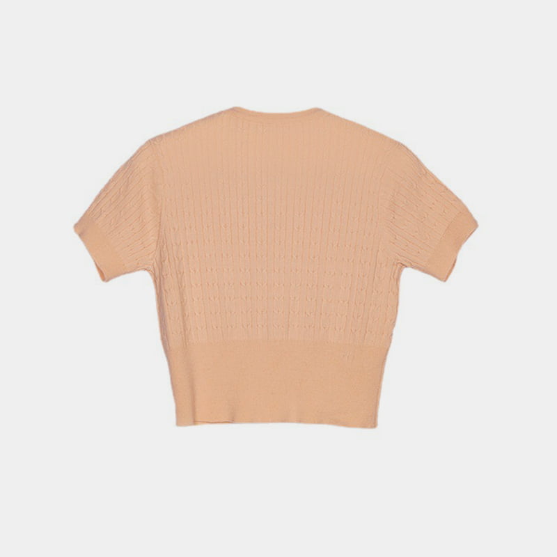 SM-K0002 Pull en tricot coupe ajustée à col en V en faux lin pour femmes