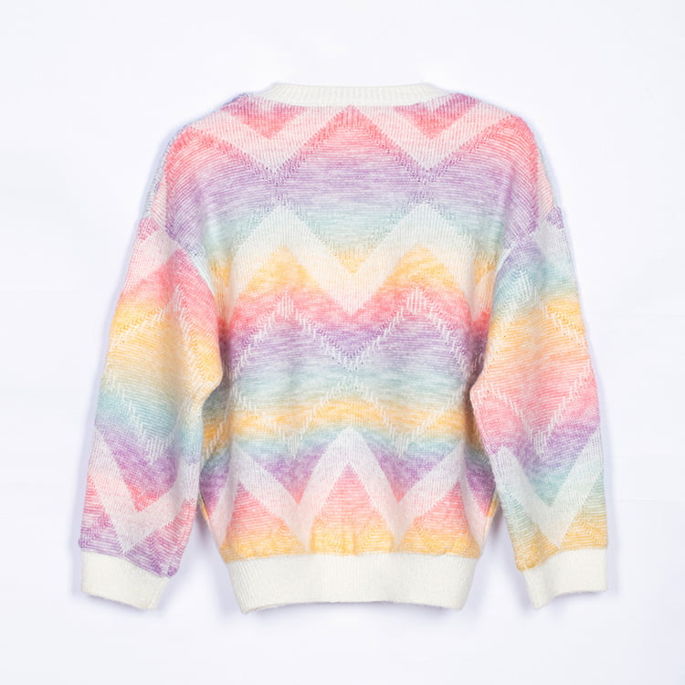 SM-K0011 printemps automne arc-en-ciel dégradé mohair pull épaissi pull tricoté