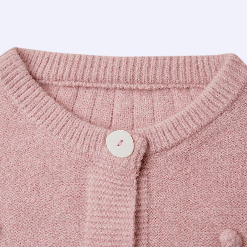 ML2211 Pull cardigan en tricot à manches bouffantes et col rond mignon