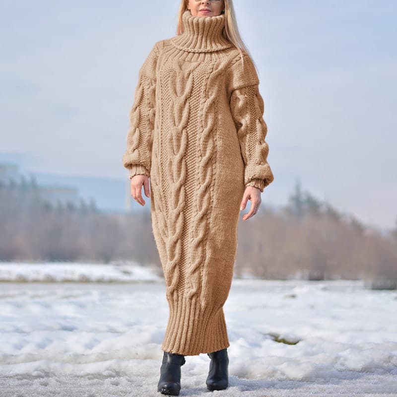 SM-K0068 Robe en tricot chaud et épais à manches longues et col haut